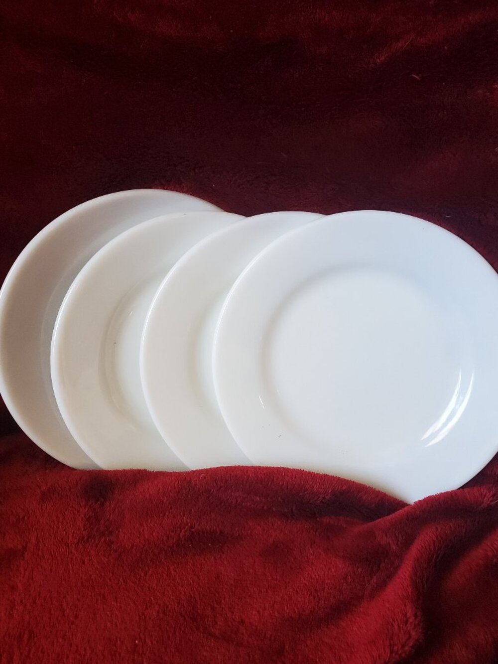 Pyrex Corning 703-22 Milk Glass 9" Salad Plate Set of 4